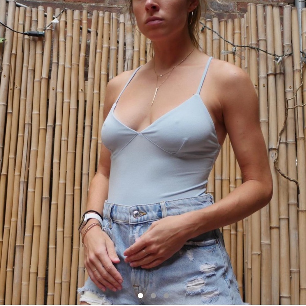 Light blue bodycon tank top bodysuit